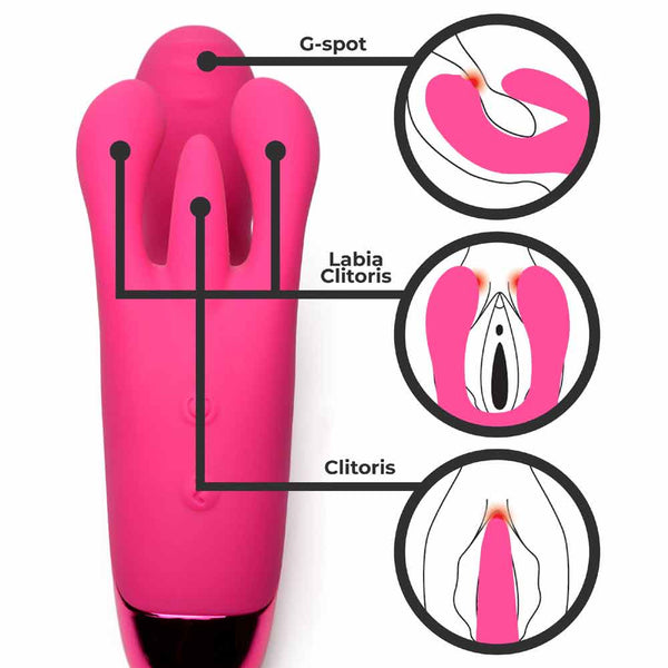 10X Triple Rabbit Silicone Vibrator -