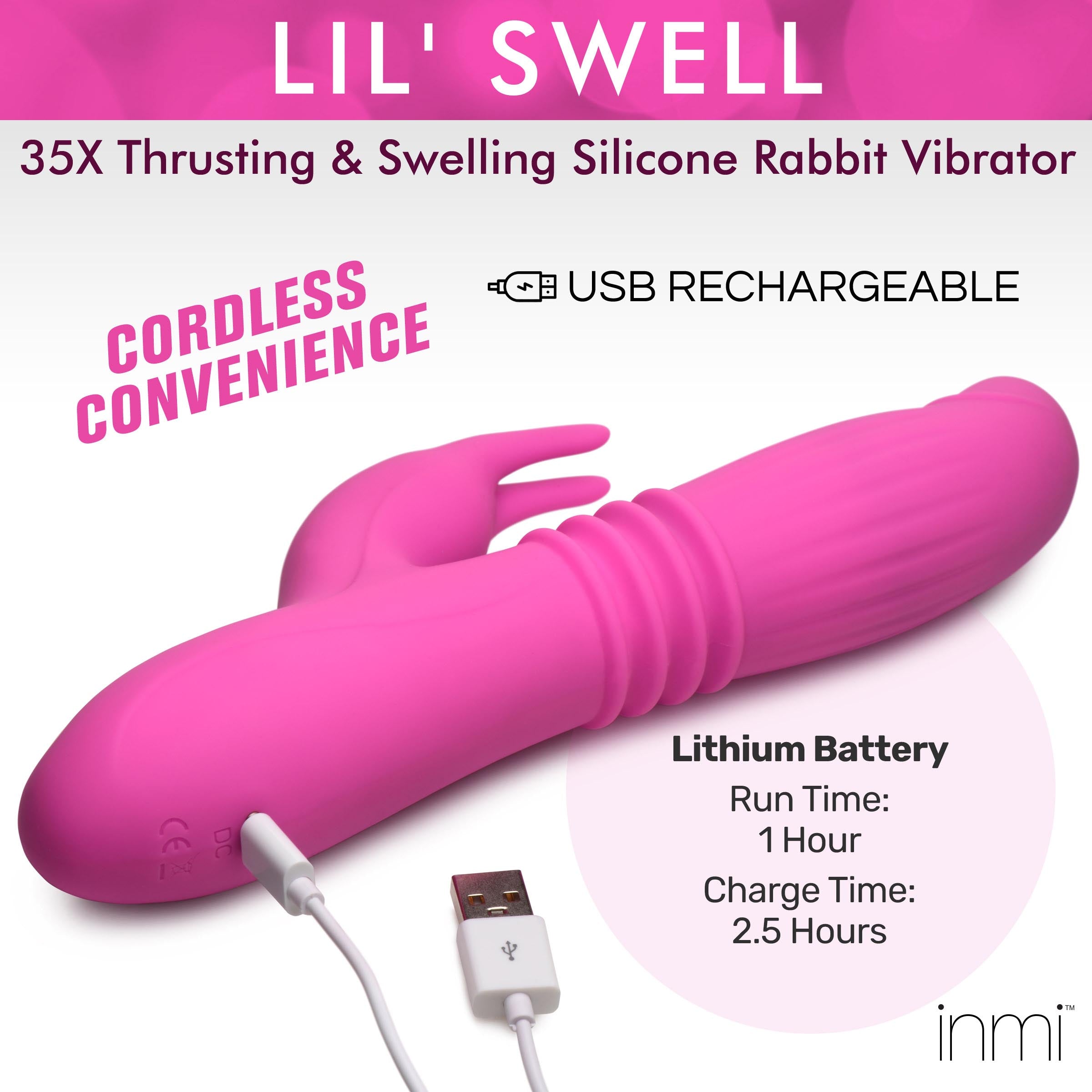 35X Lil Swell Thrusting and Swelling Silicone Rabbit Vibrator