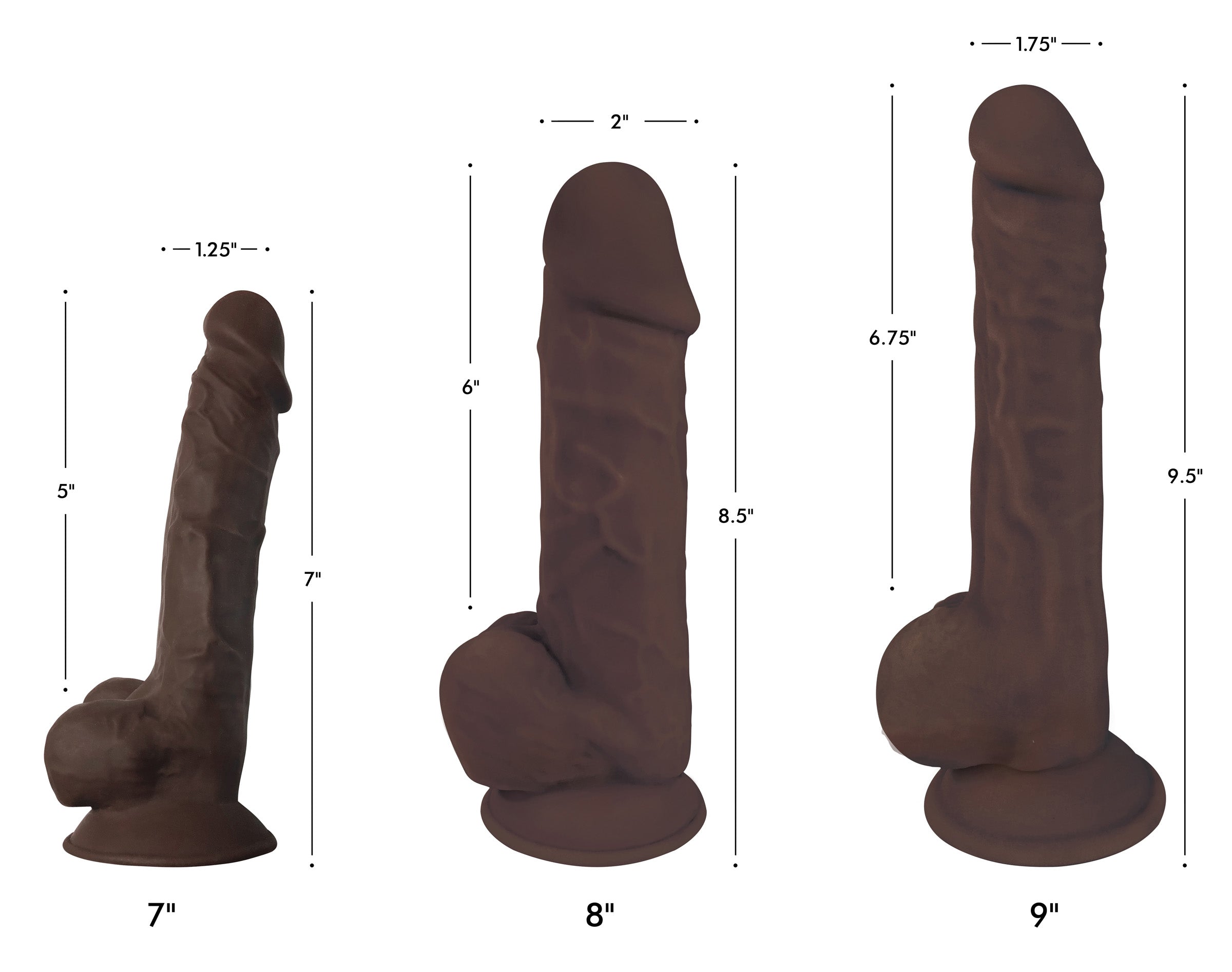 Silexpan Dark Hypoallergenic Silicone Dildo - 7 Inch