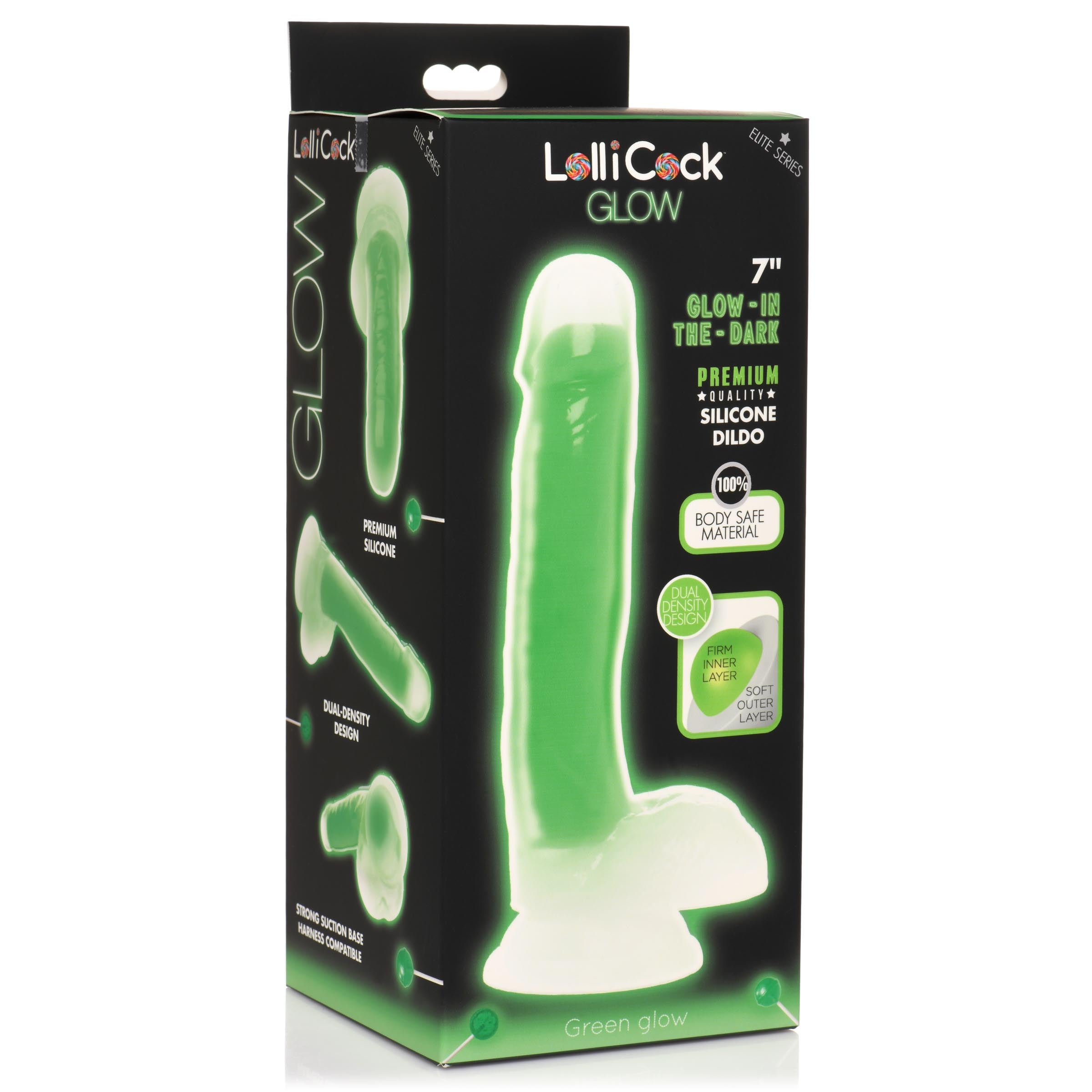 7 Inch Glow-in-the-Dark Silicone Dildo with Balls -