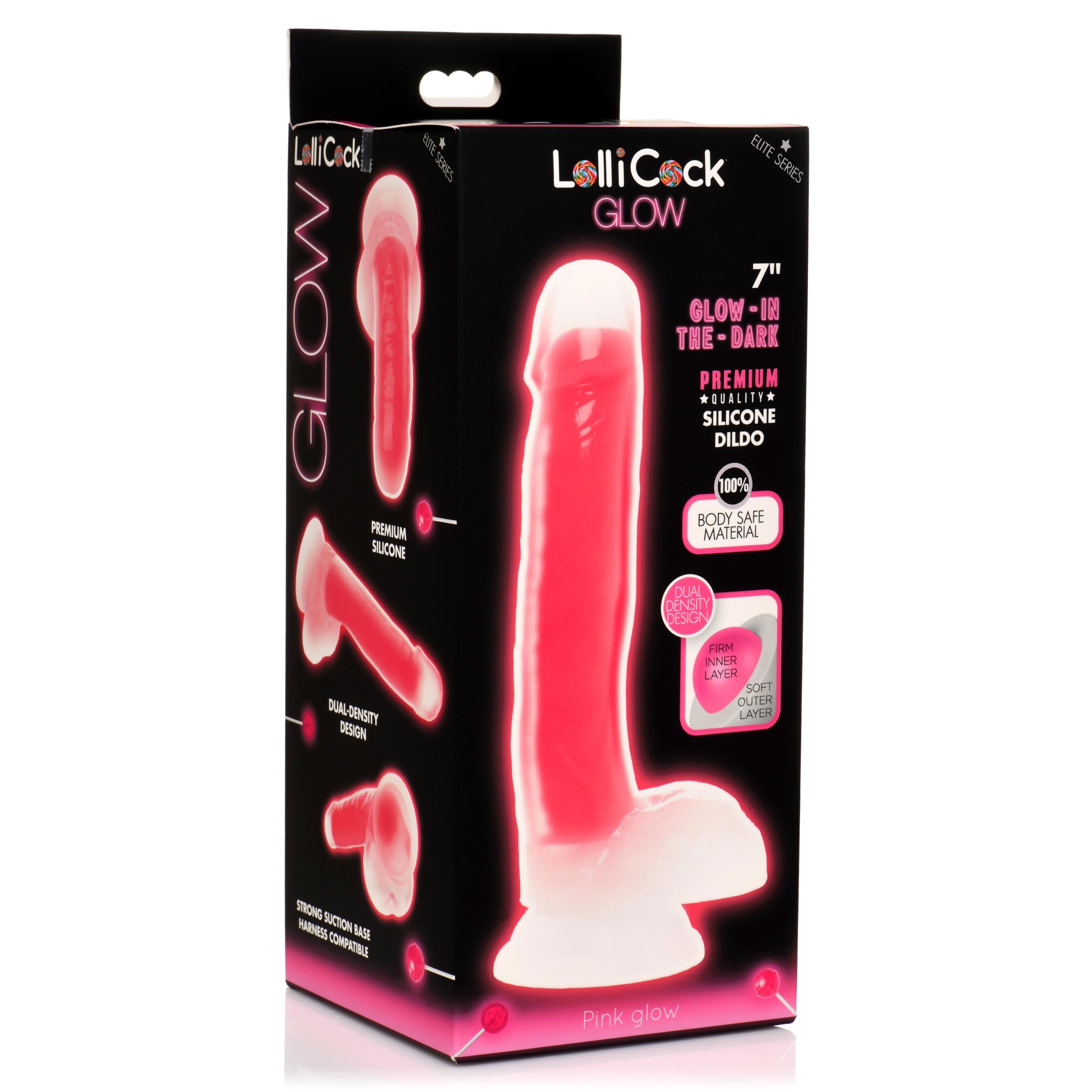 7 Inch Glow-in-the-Dark Silicone Dildo with Balls -