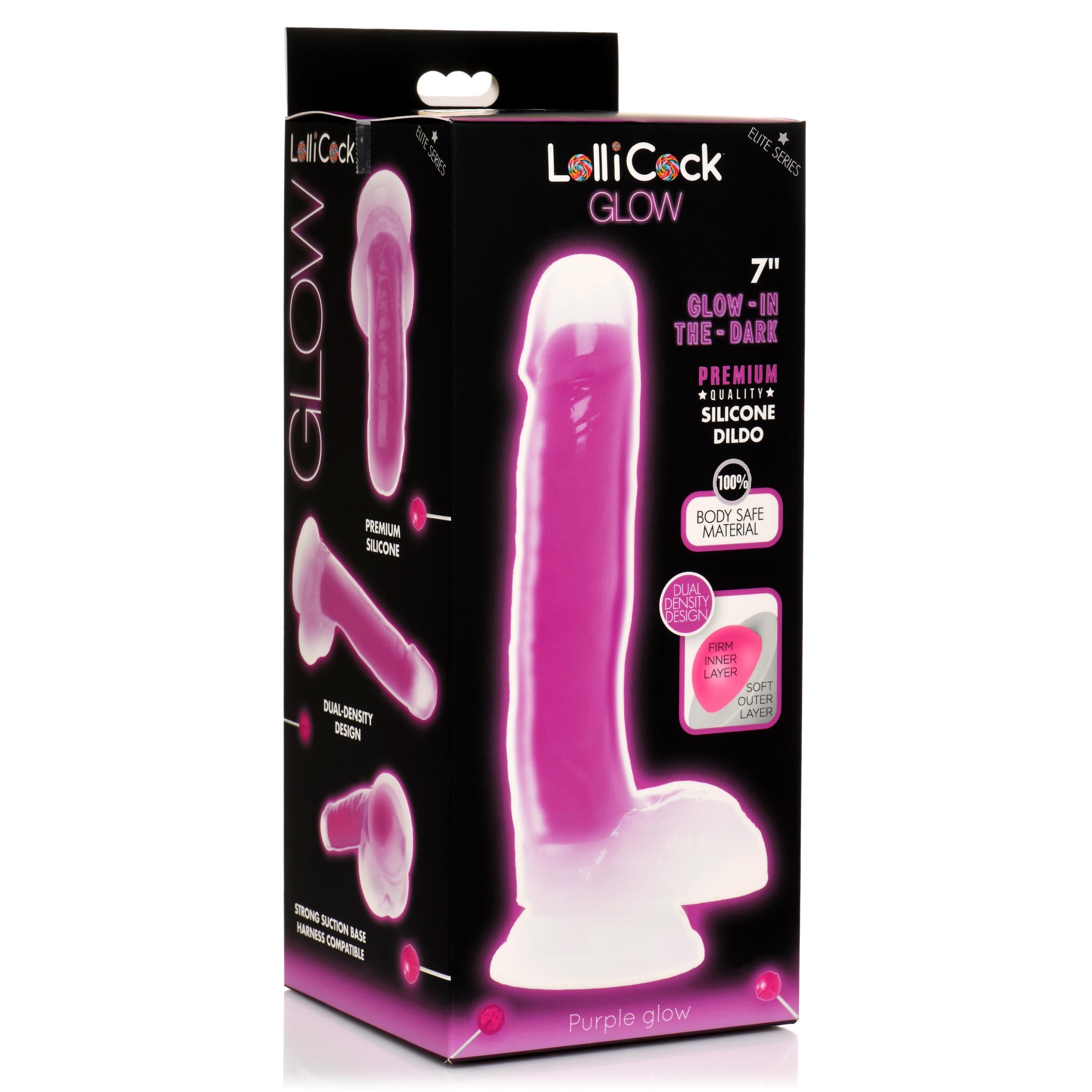 7 Inch Glow-in-the-Dark Silicone Dildo with Balls -