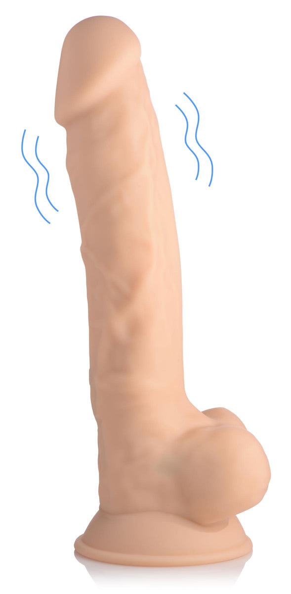 8 Inch Silexpan Hypoallergenic Silicone Vibrating Dildo - Light