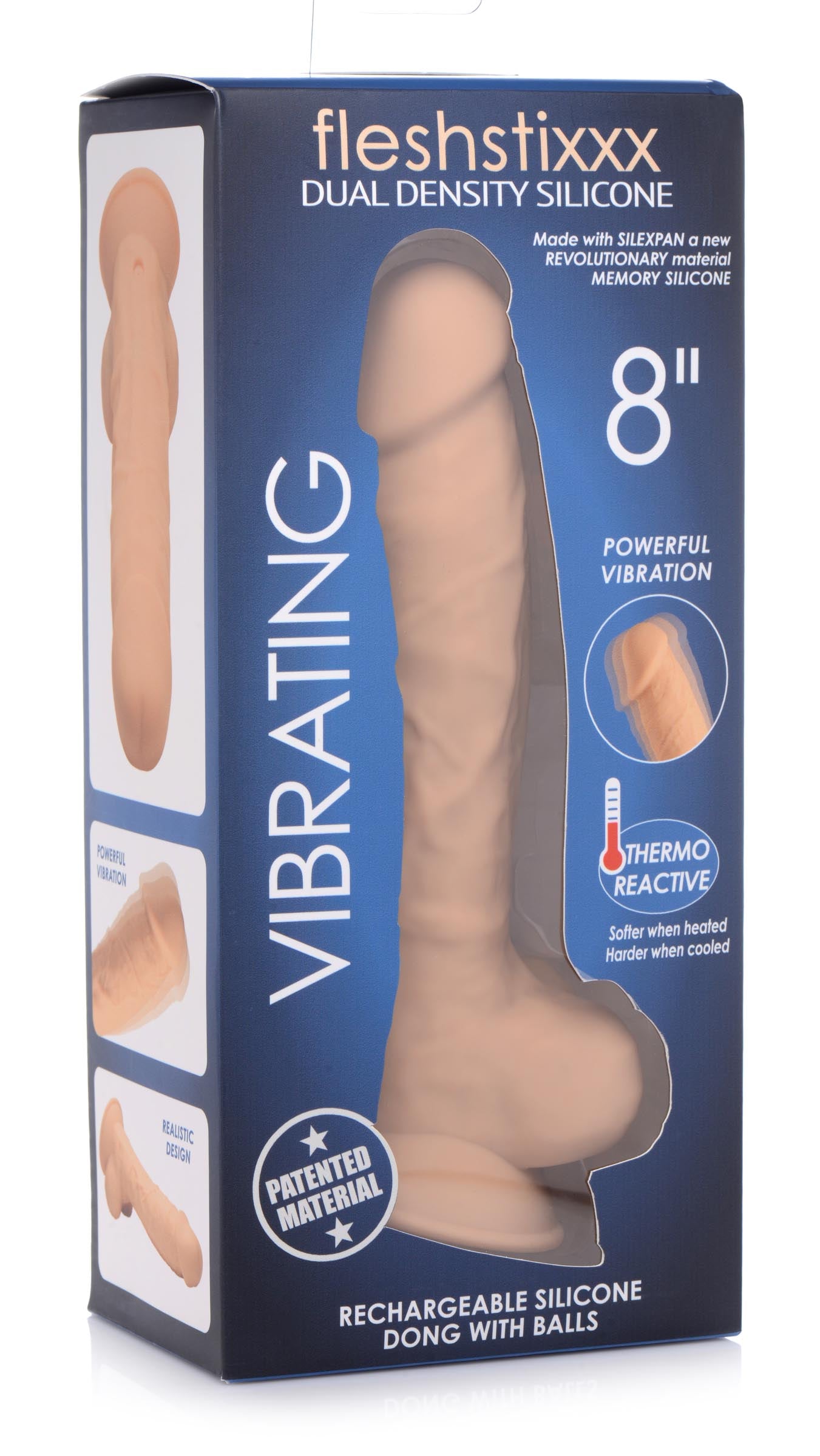 8 Inch Silexpan Hypoallergenic Silicone Vibrating Dildo - Light