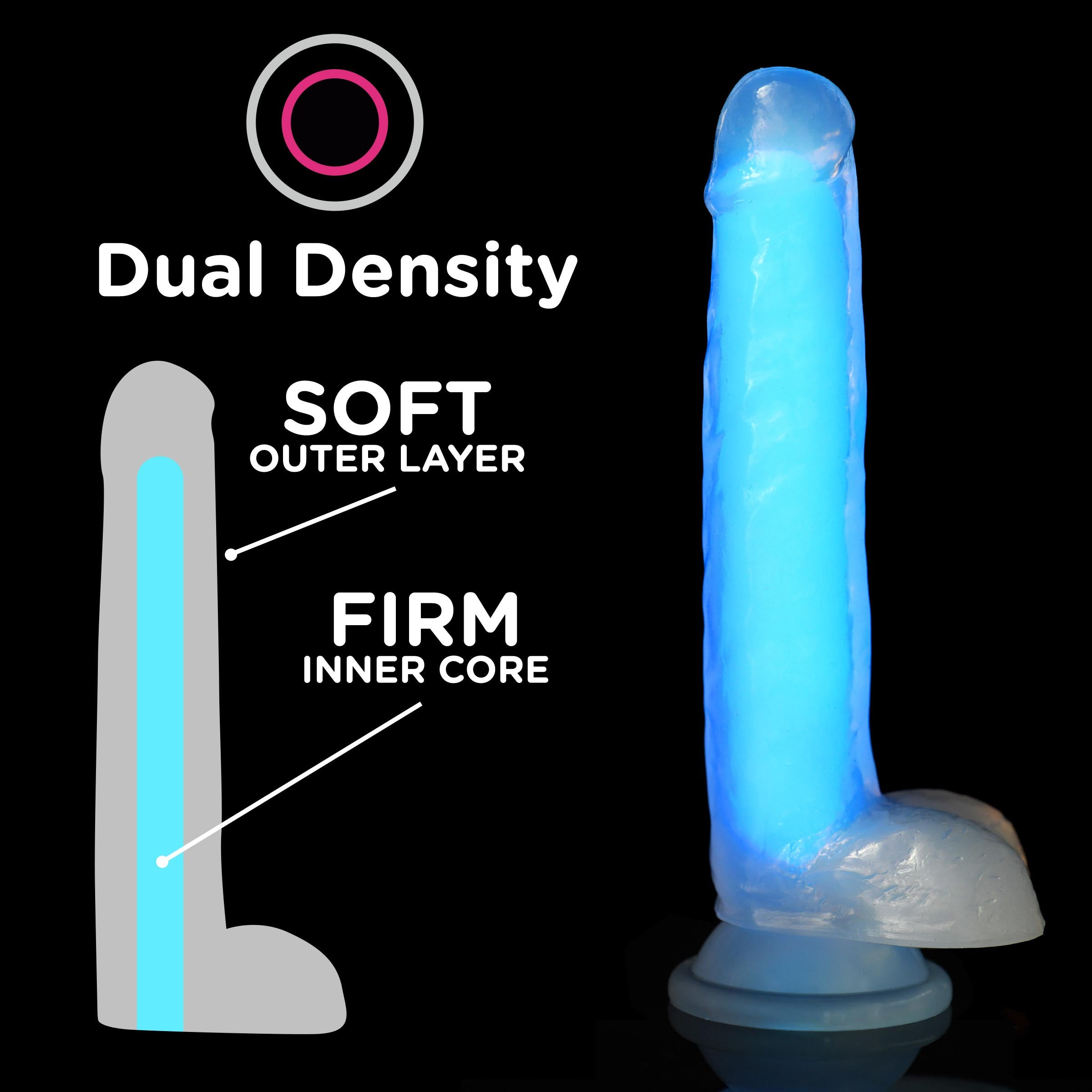 7 Inch Glow-in-the-Dark Silicone Dildo with Balls -