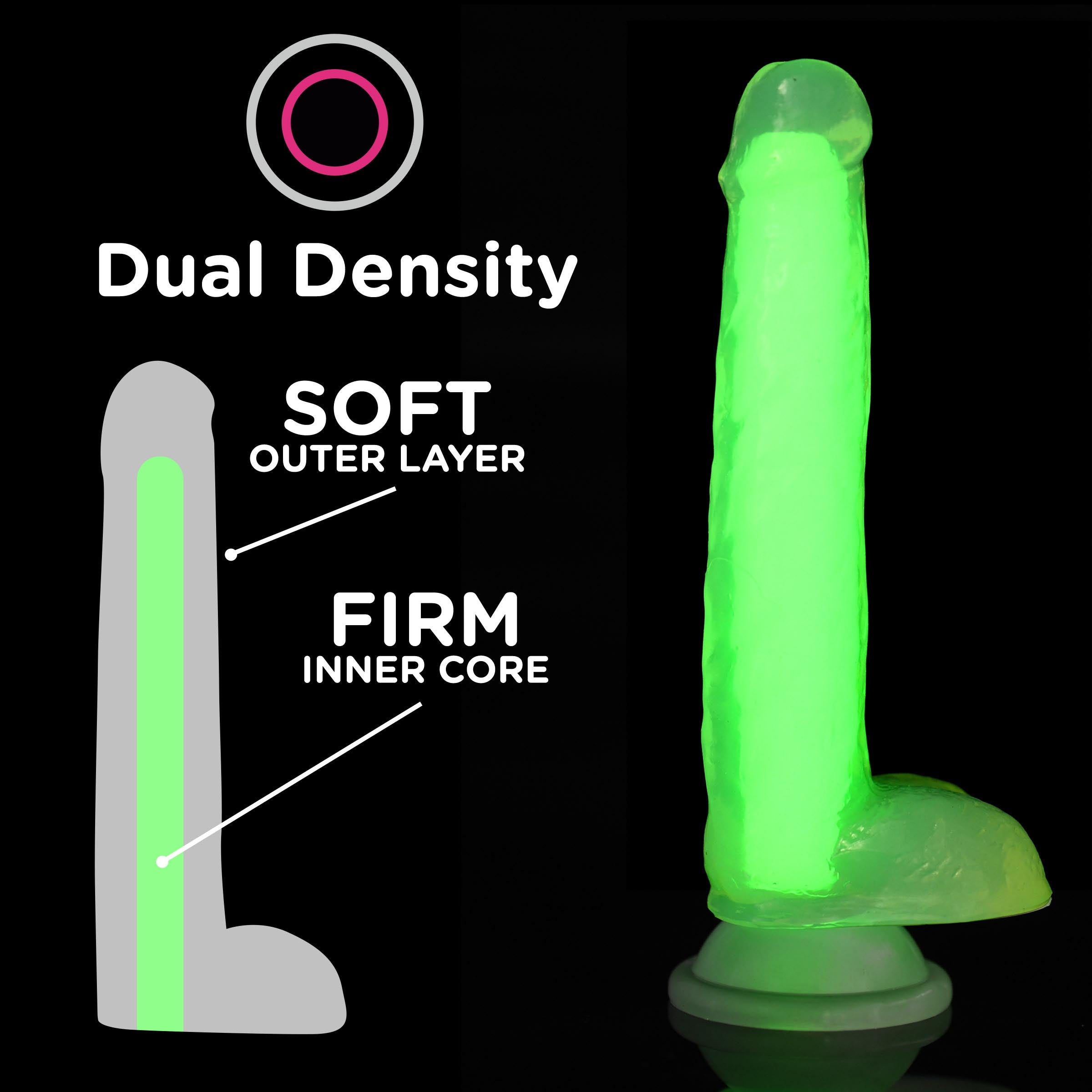 7 Inch Glow-in-the-Dark Silicone Dildo with Balls -