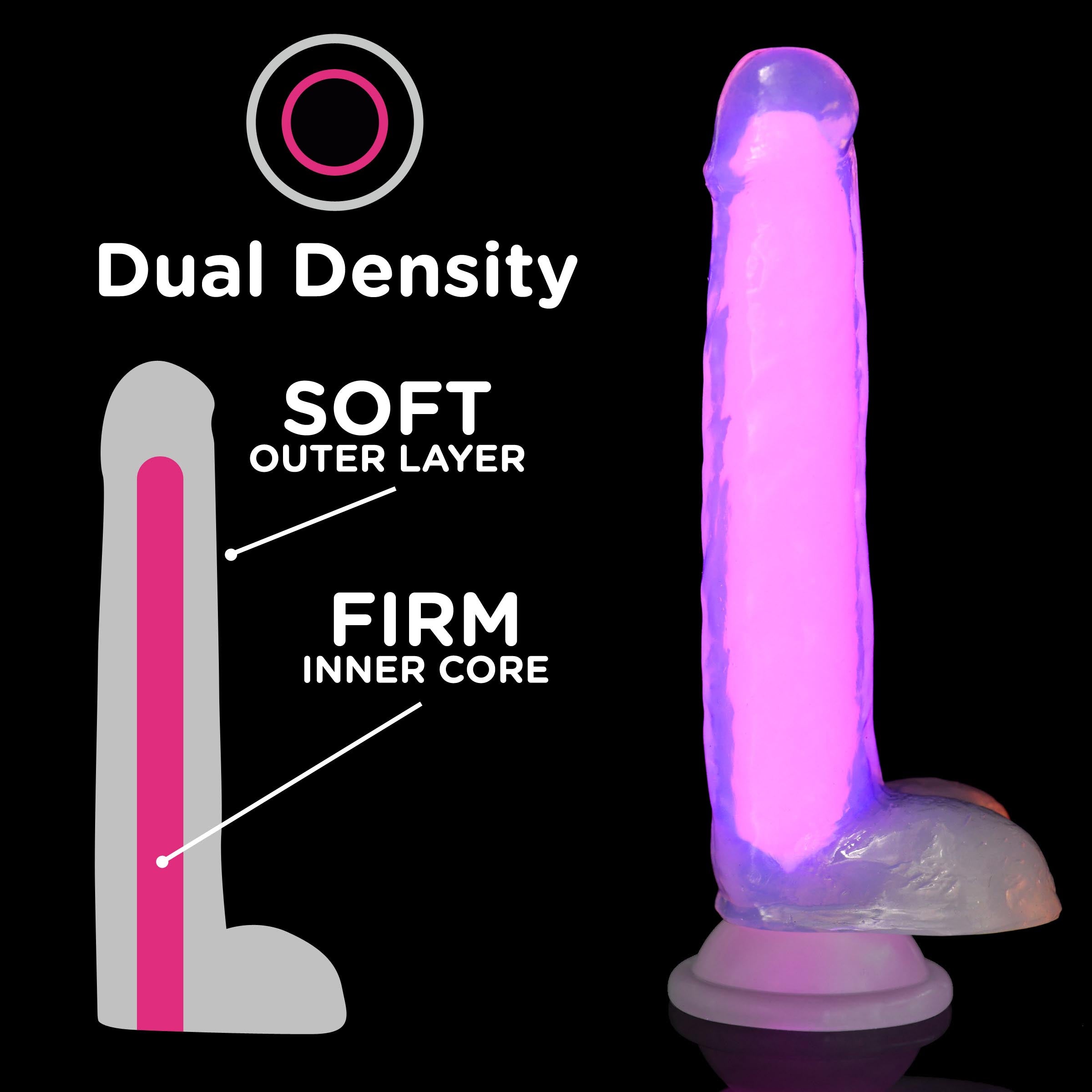 7 Inch Glow-in-the-Dark Silicone Dildo with Balls -