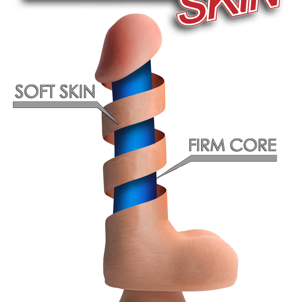 8 Inch Ultra Real Dual Layer Suction Cup Dildo- Medium Skin Tone