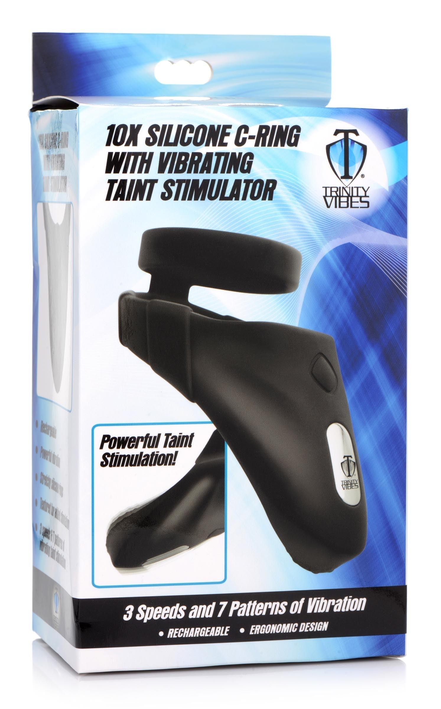 10X Silicone Cock Ring with Vibrating Taint Stimulator