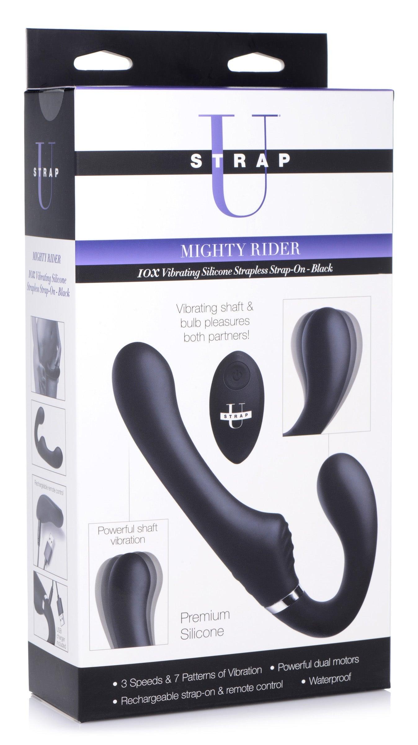 10X Vibrating Silicone Strapless Strap-on