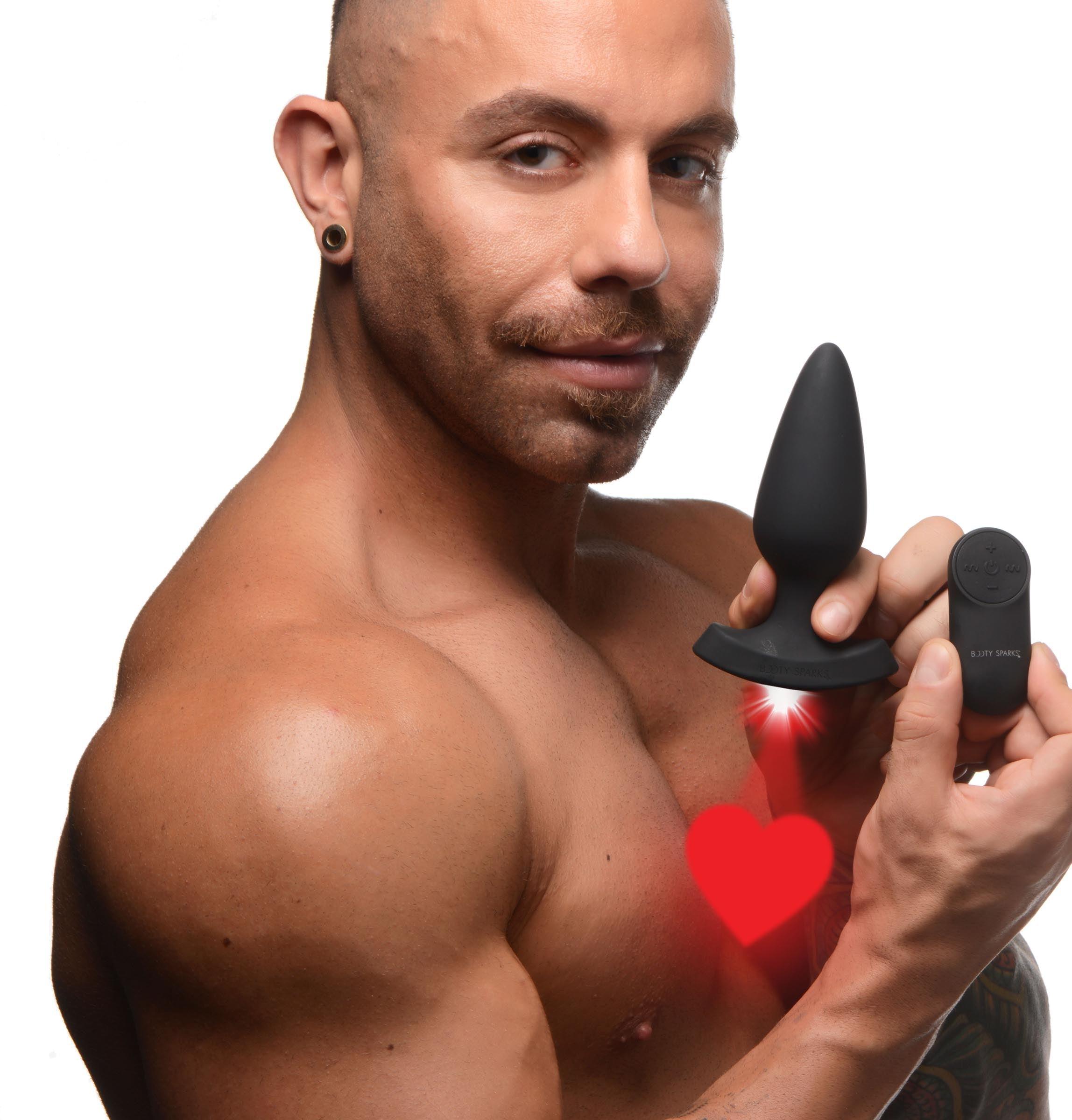 28X Laser Heart Silicone Anal Plug with Remote – Small