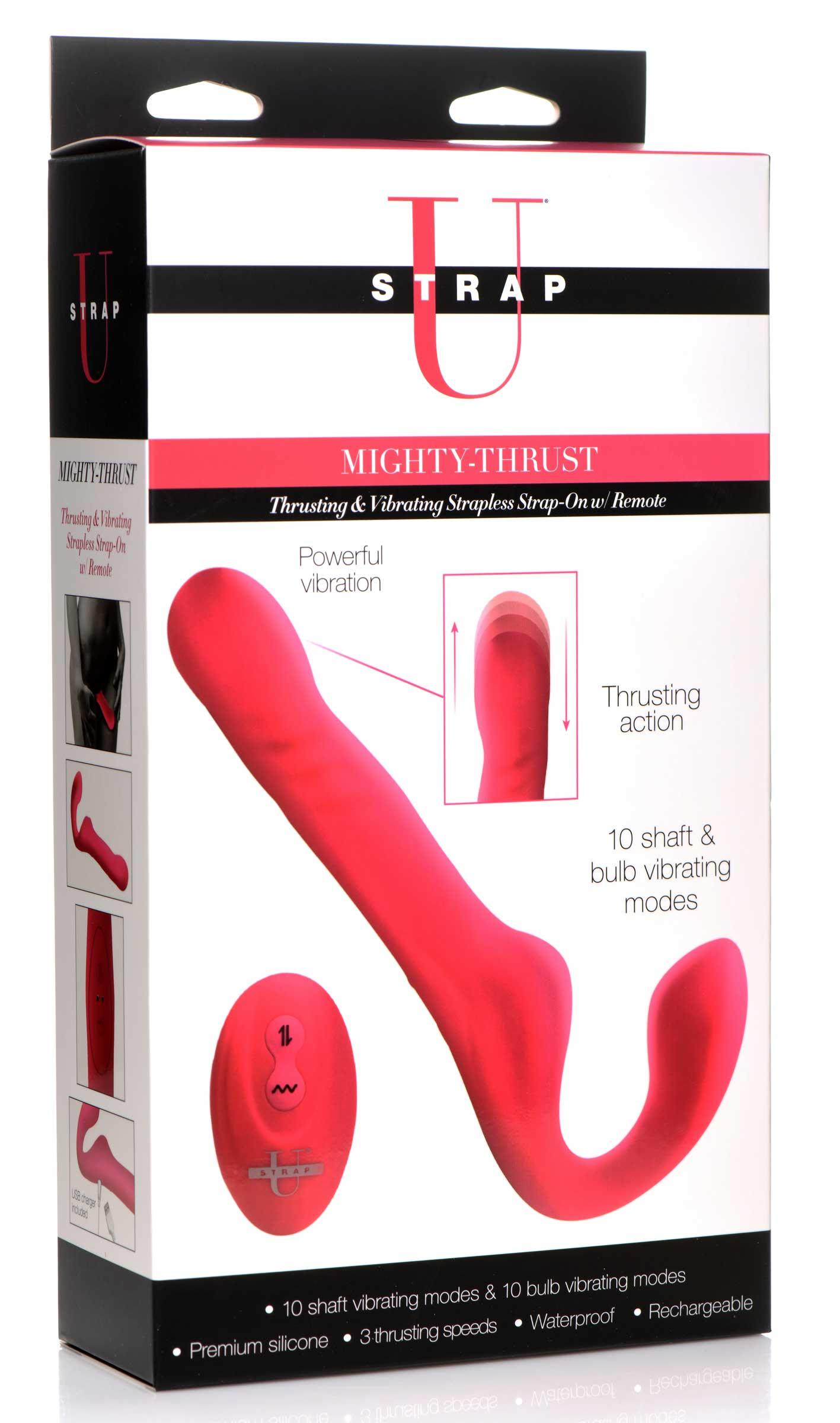 30X Thrusting and Vibrating Strapless Strap-On With Remote Control