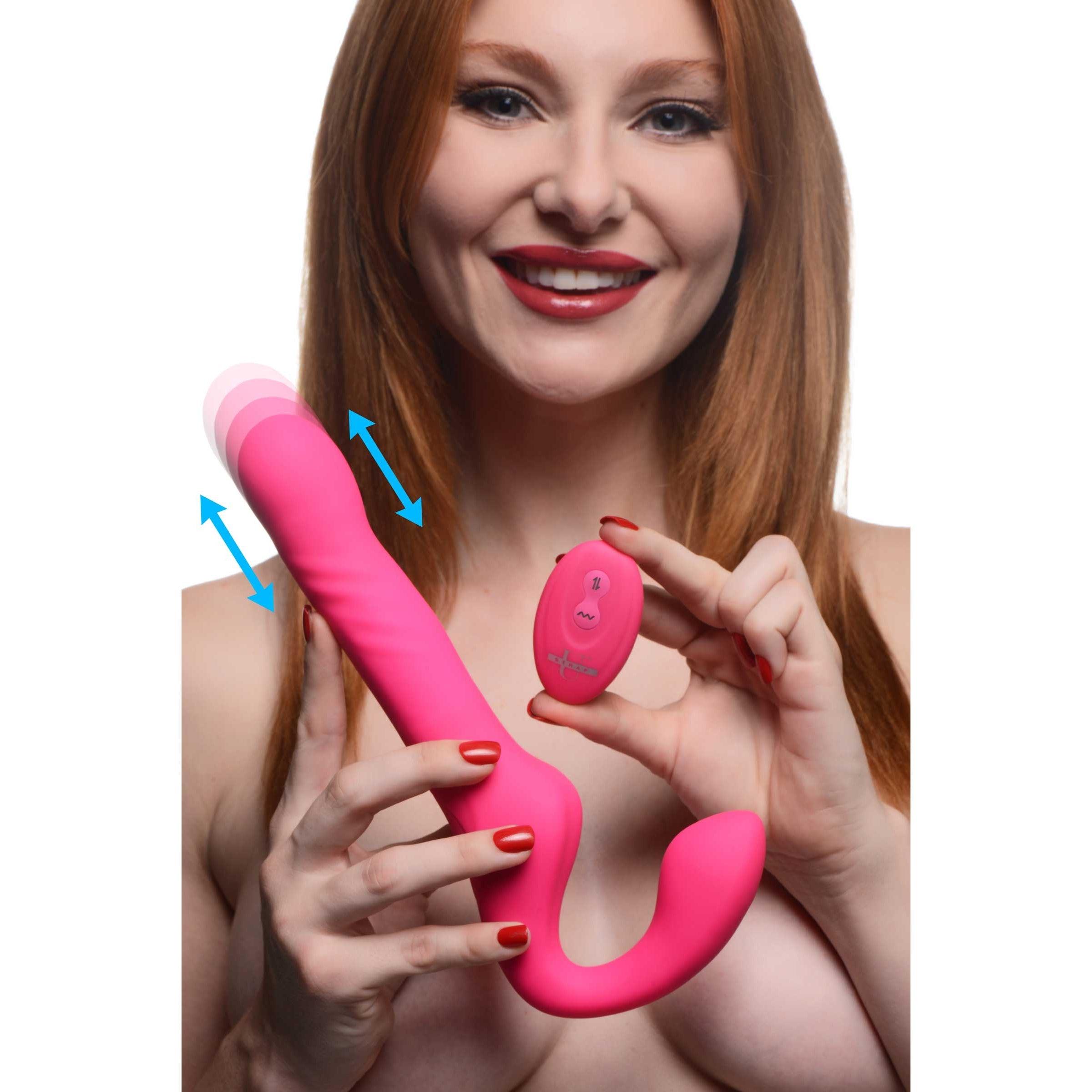 30X Thrusting and Vibrating Strapless Strap-On With Remote Control