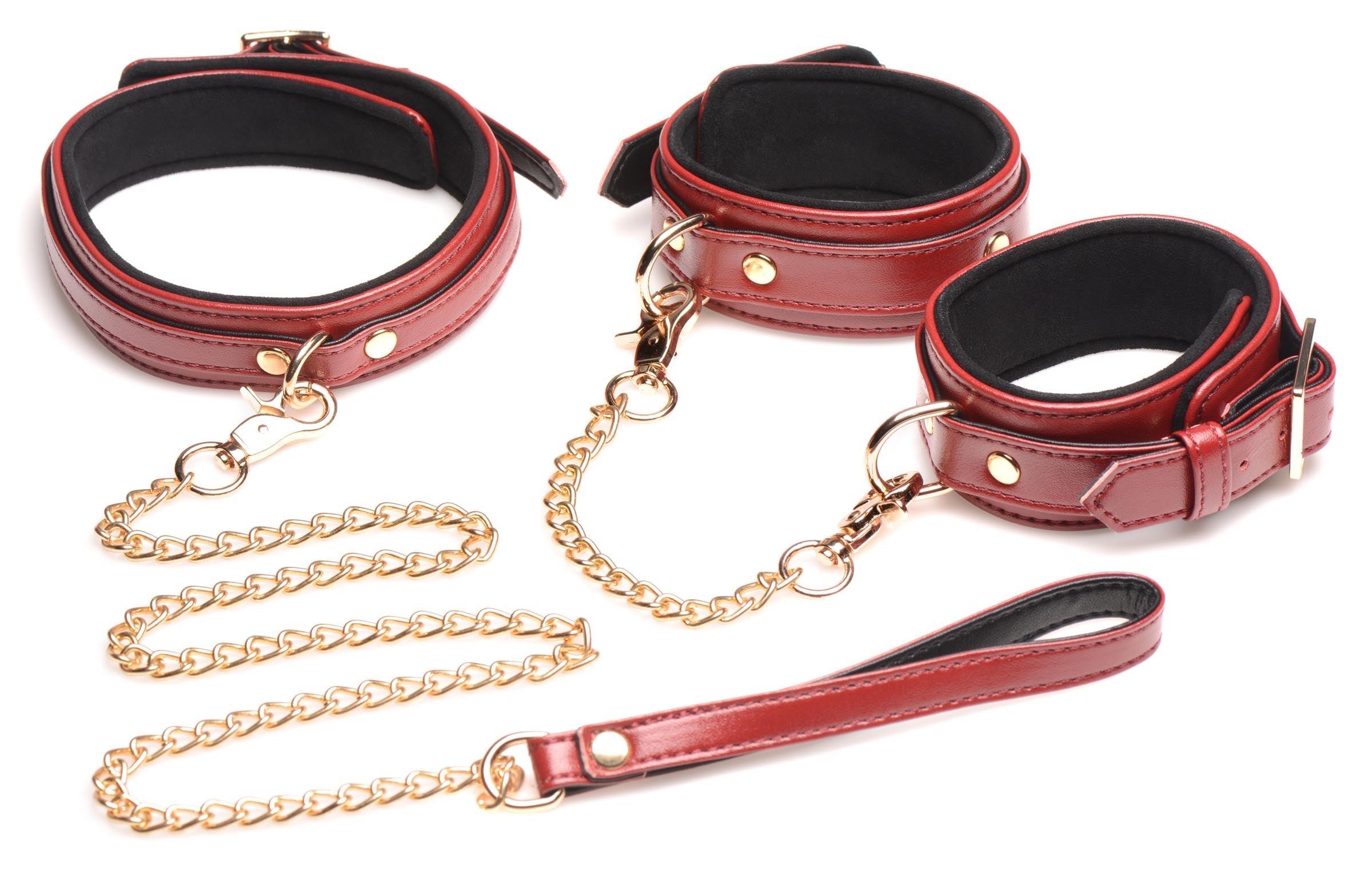 6 Piece Burgundy Bondage Set