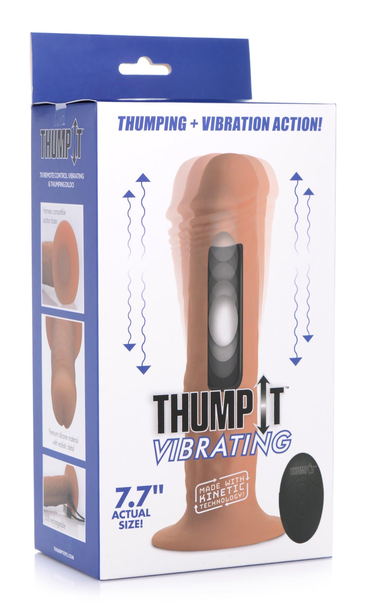 7X Remote Control Vibrating and Thumping Dildo - Dark