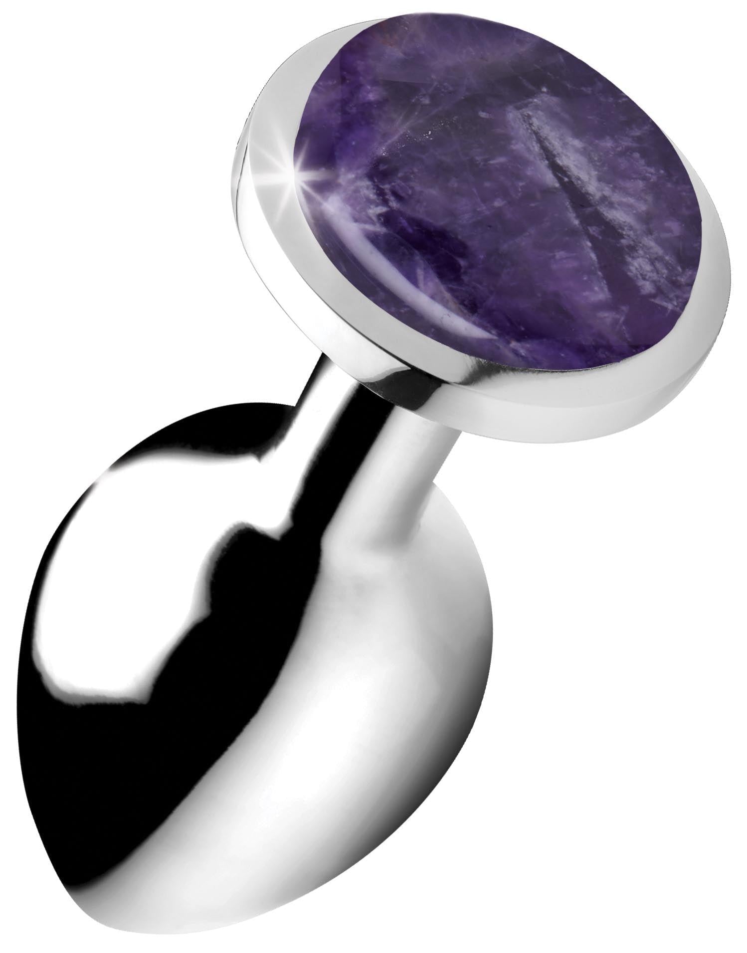 Genuine Amethyst Gemstone Anal Plug - Large