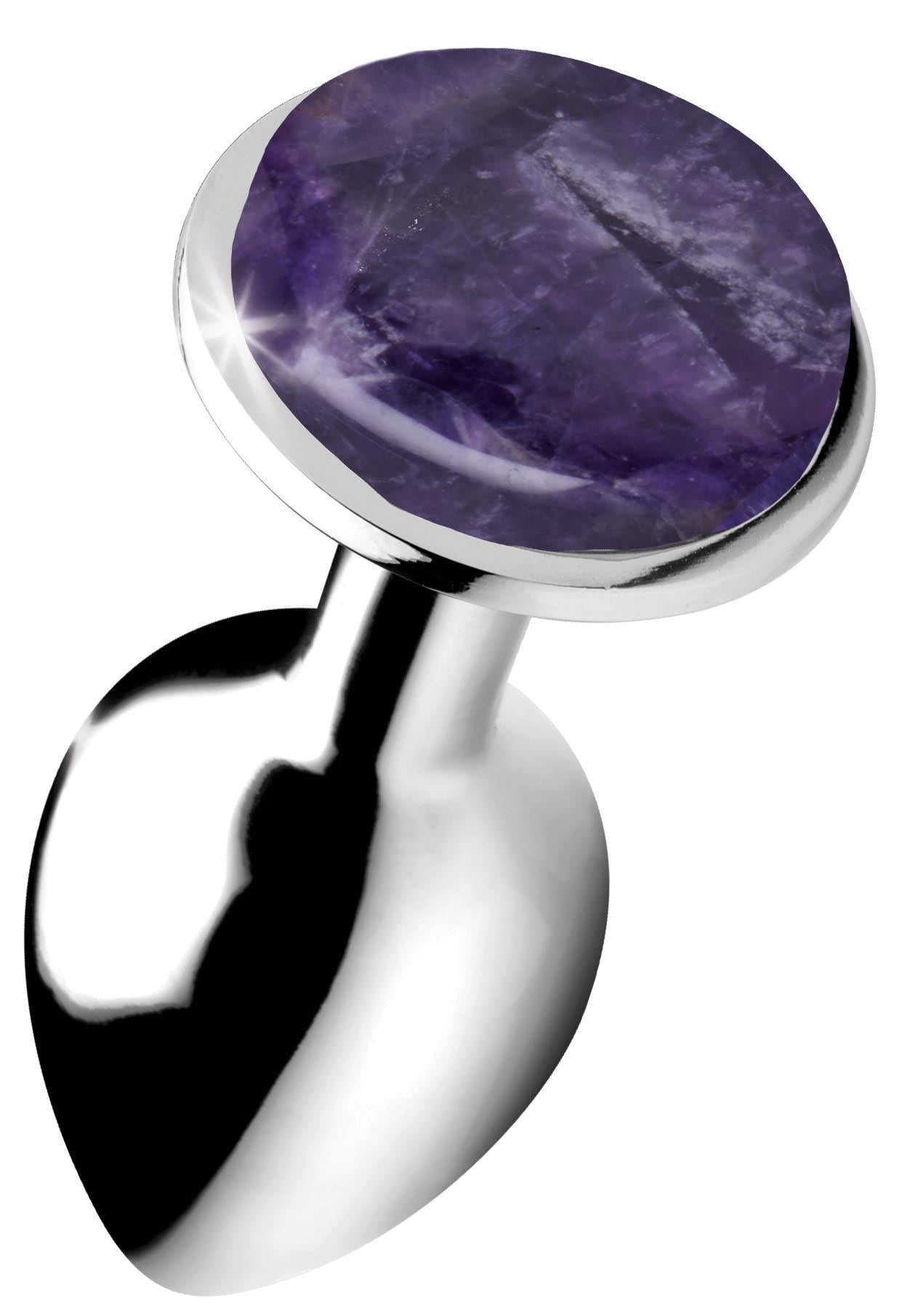 Genuine Amethyst Gemstone Anal Plug - Large