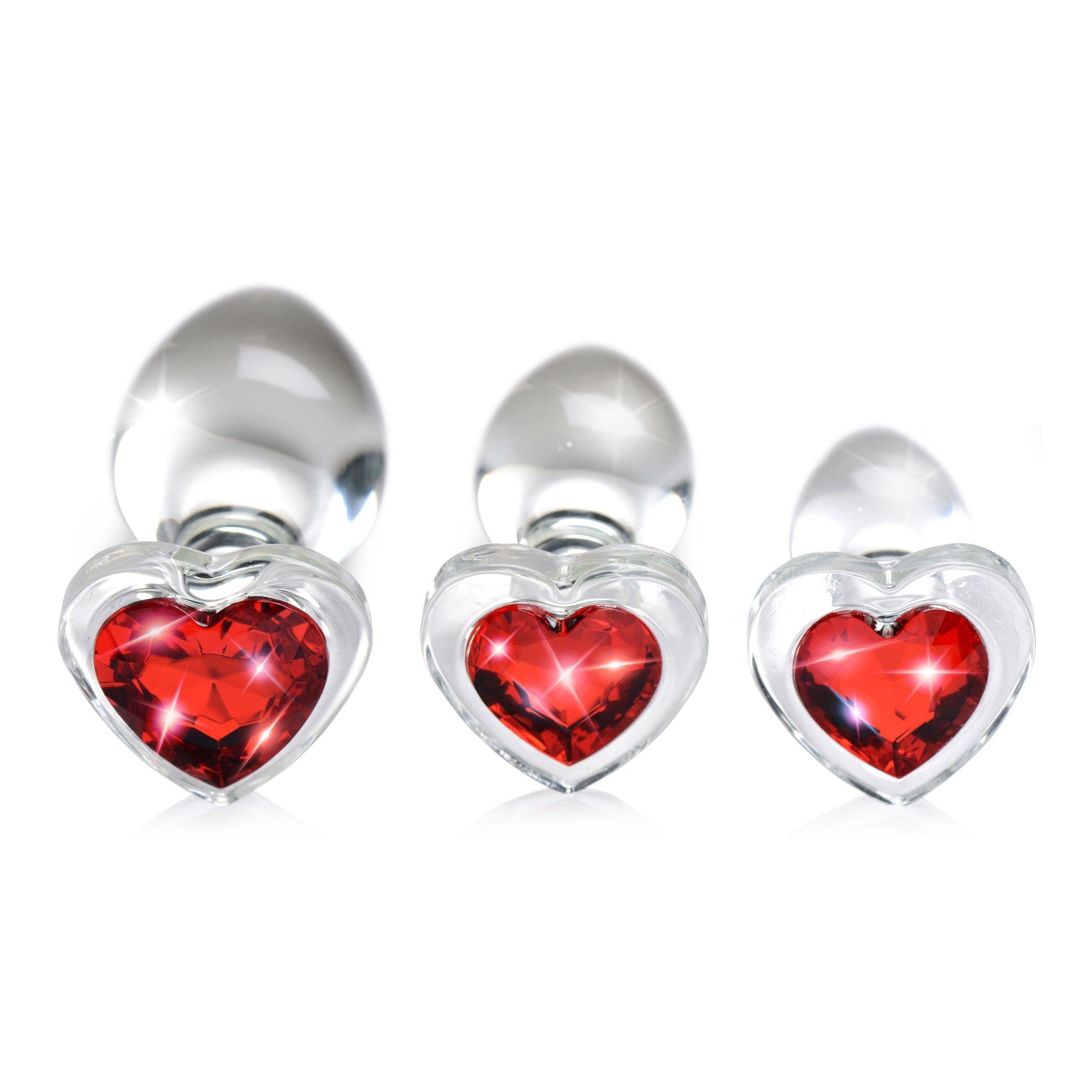 Heart Gem Glass Anal Plug Set