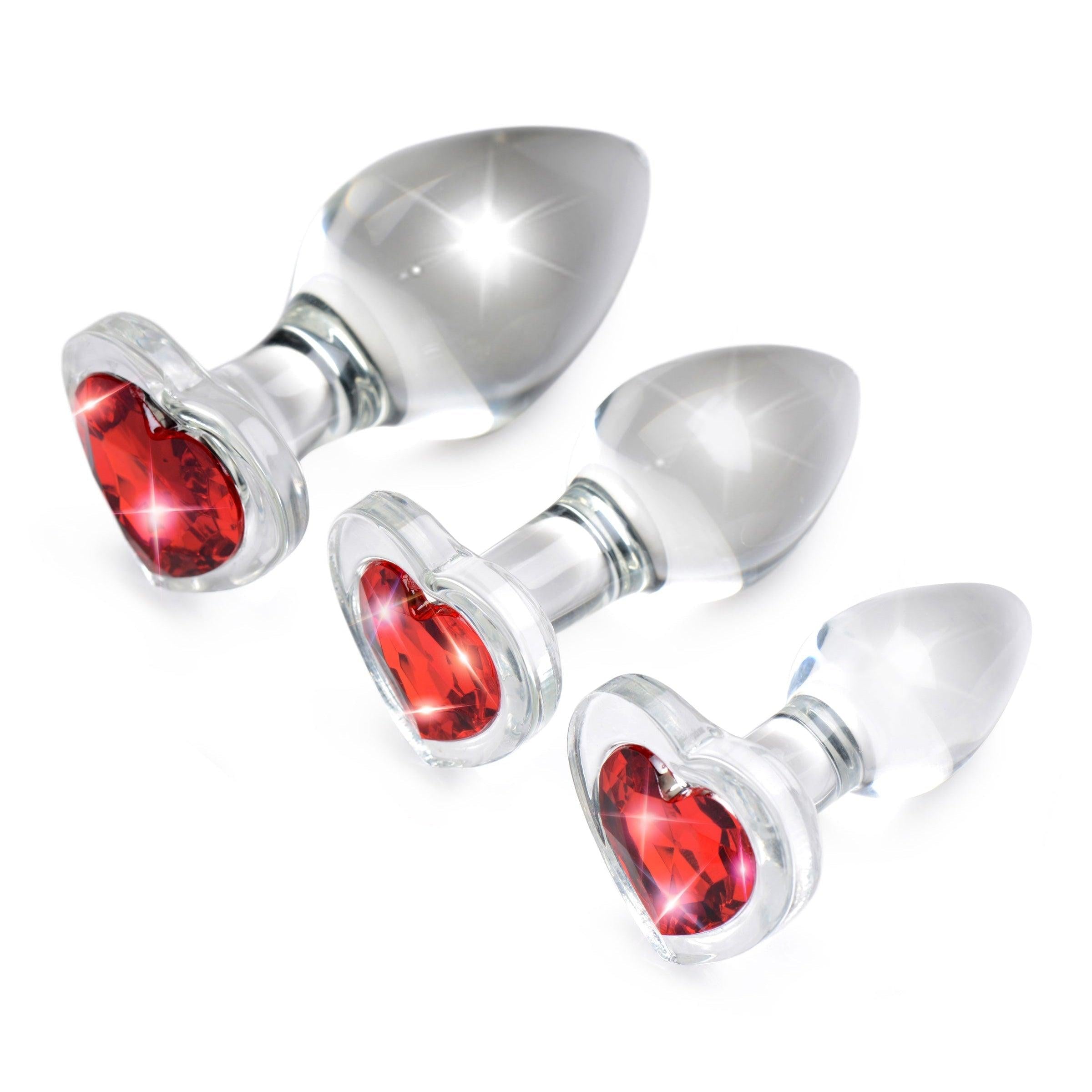 Heart Gem Glass Anal Plug Set