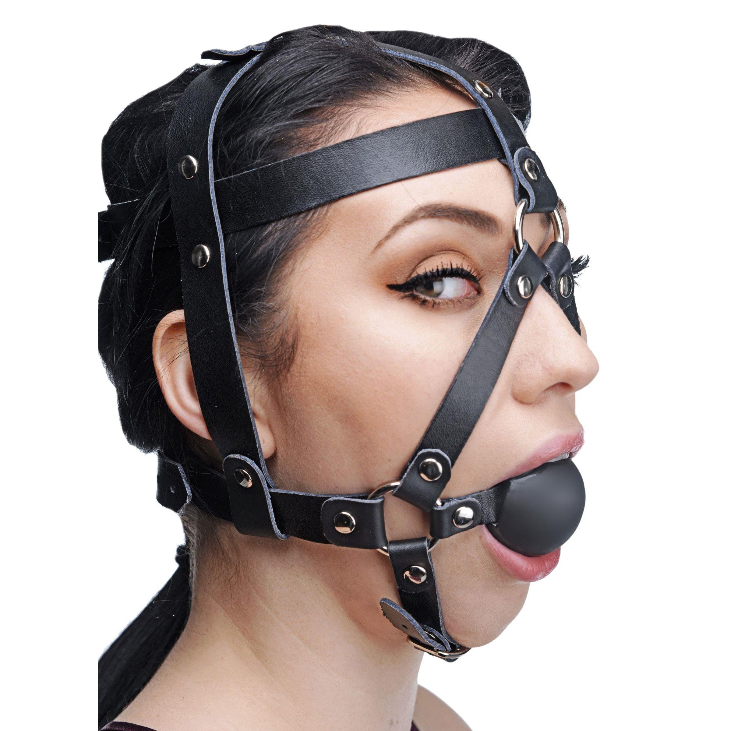 Leather Head Harness with Ball Gag