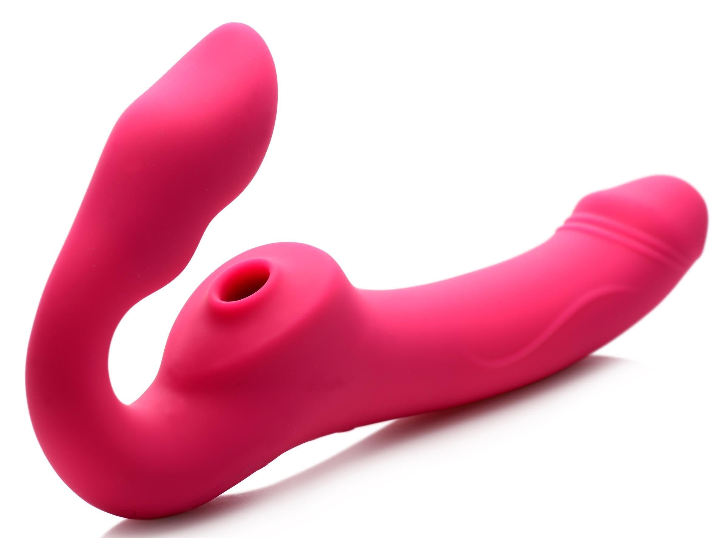 Licking and Vibrating Strapless Strap-On with Remote Control