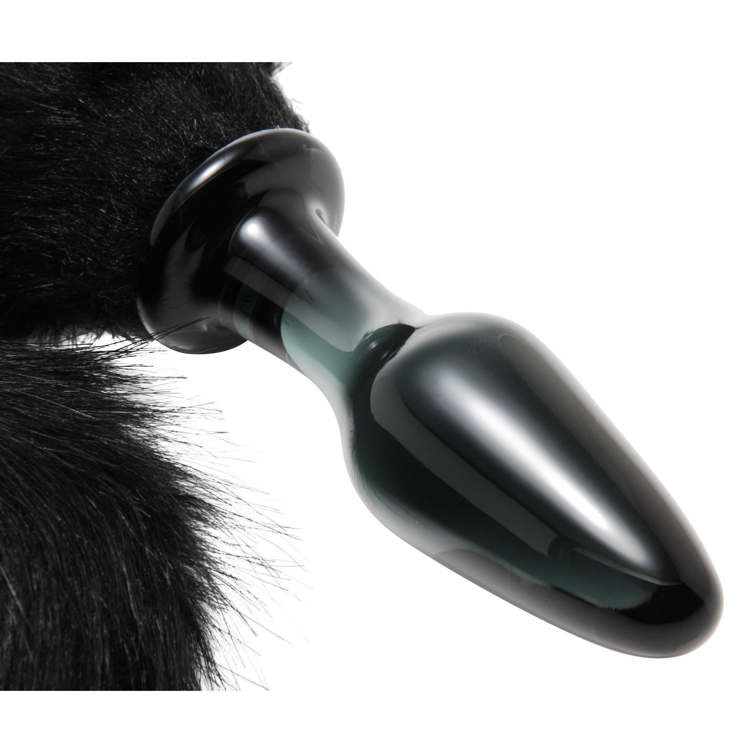 Midnight Fox Tail Glass Anal Plug