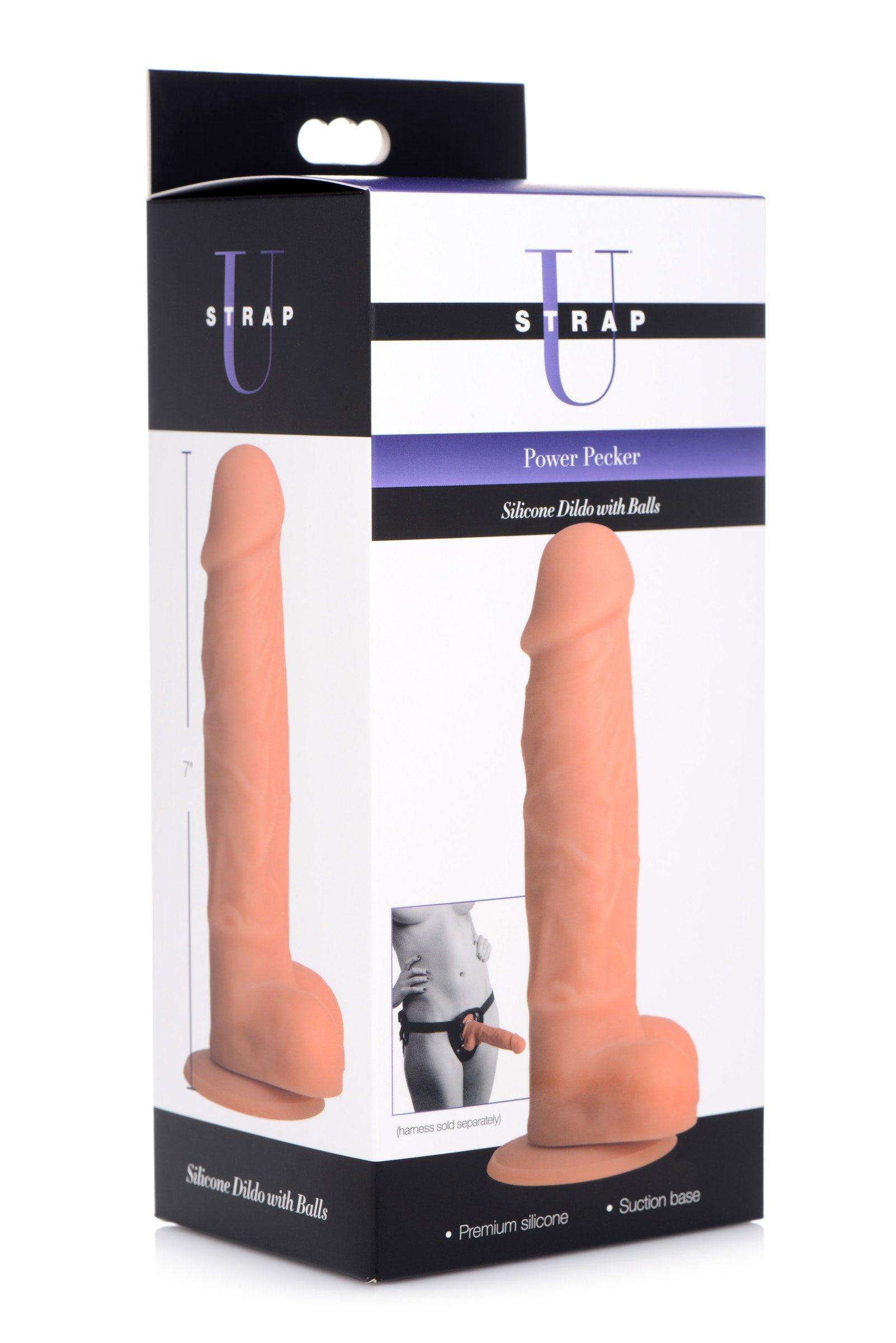 Power Pecker 7 Inch Silicone Dildo with Balls