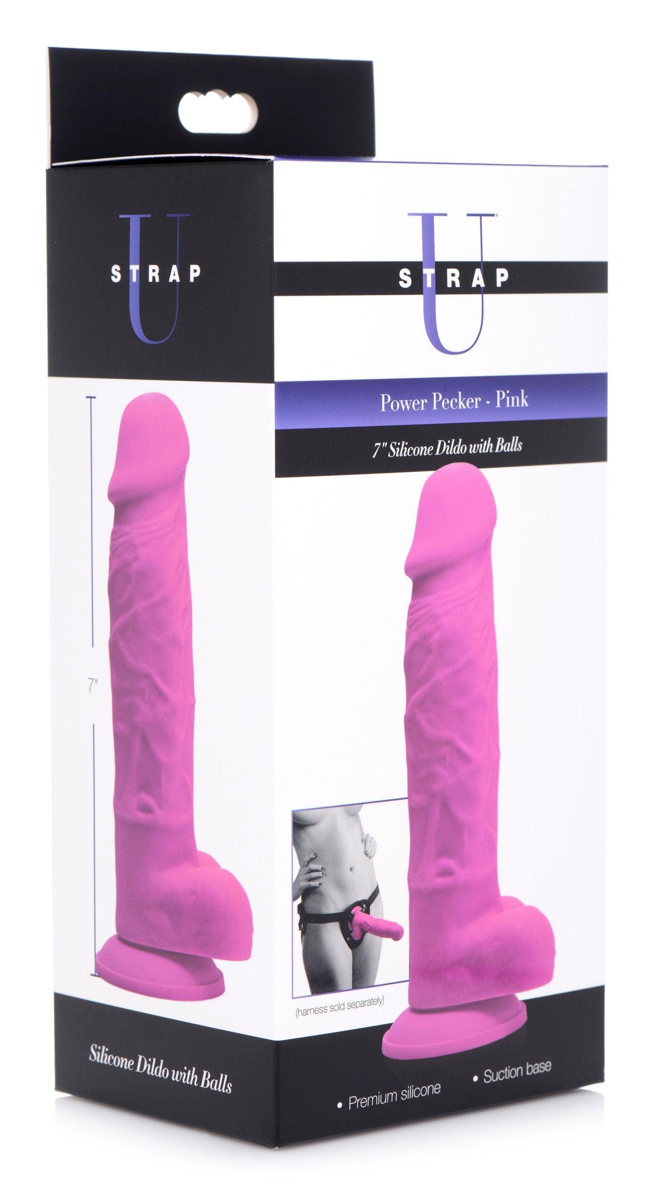 Power Pecker 7 Inch Silicone Dildo with Balls