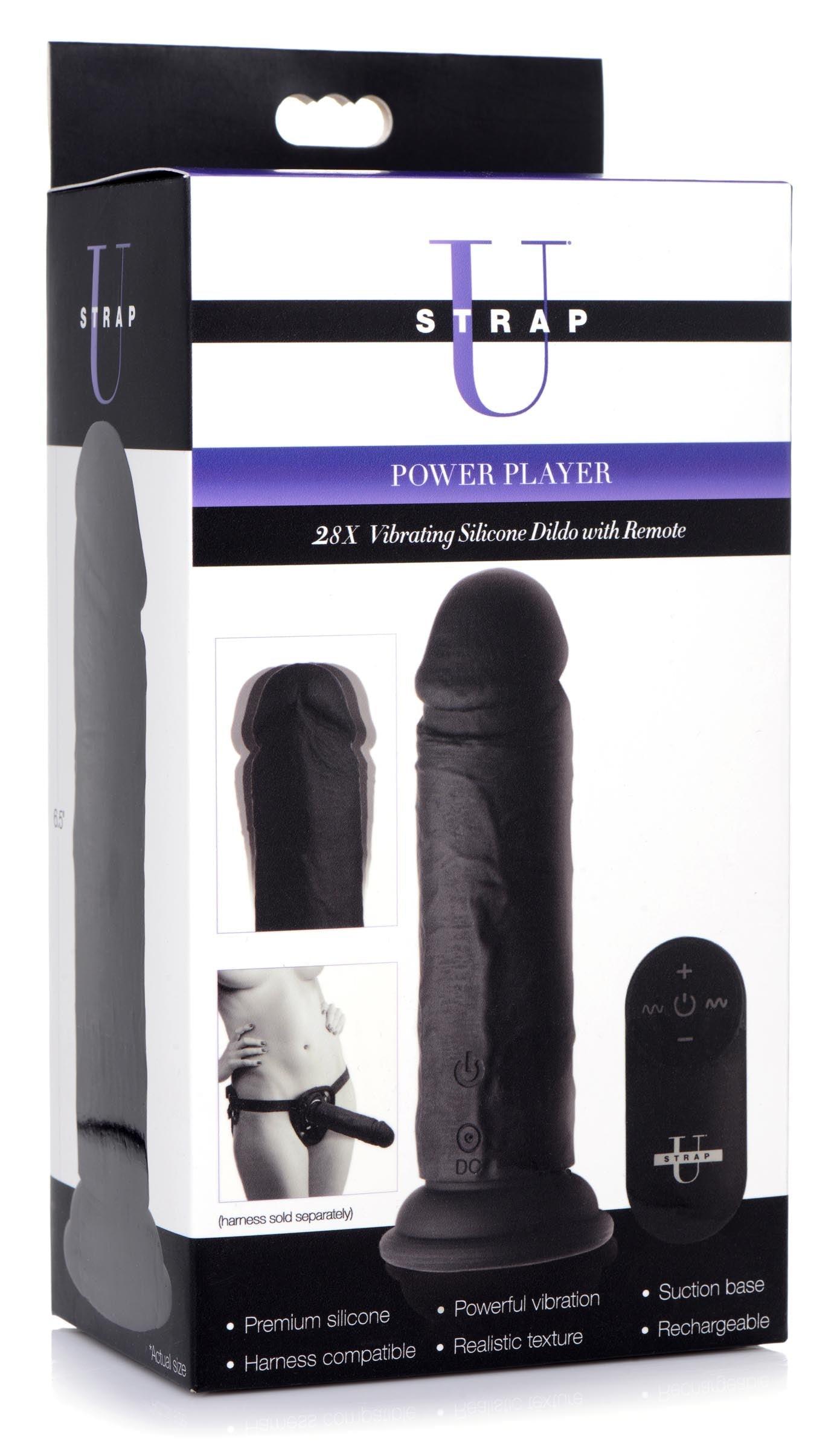 Power Player 28X Vibrating Silicone Dildo with Remote