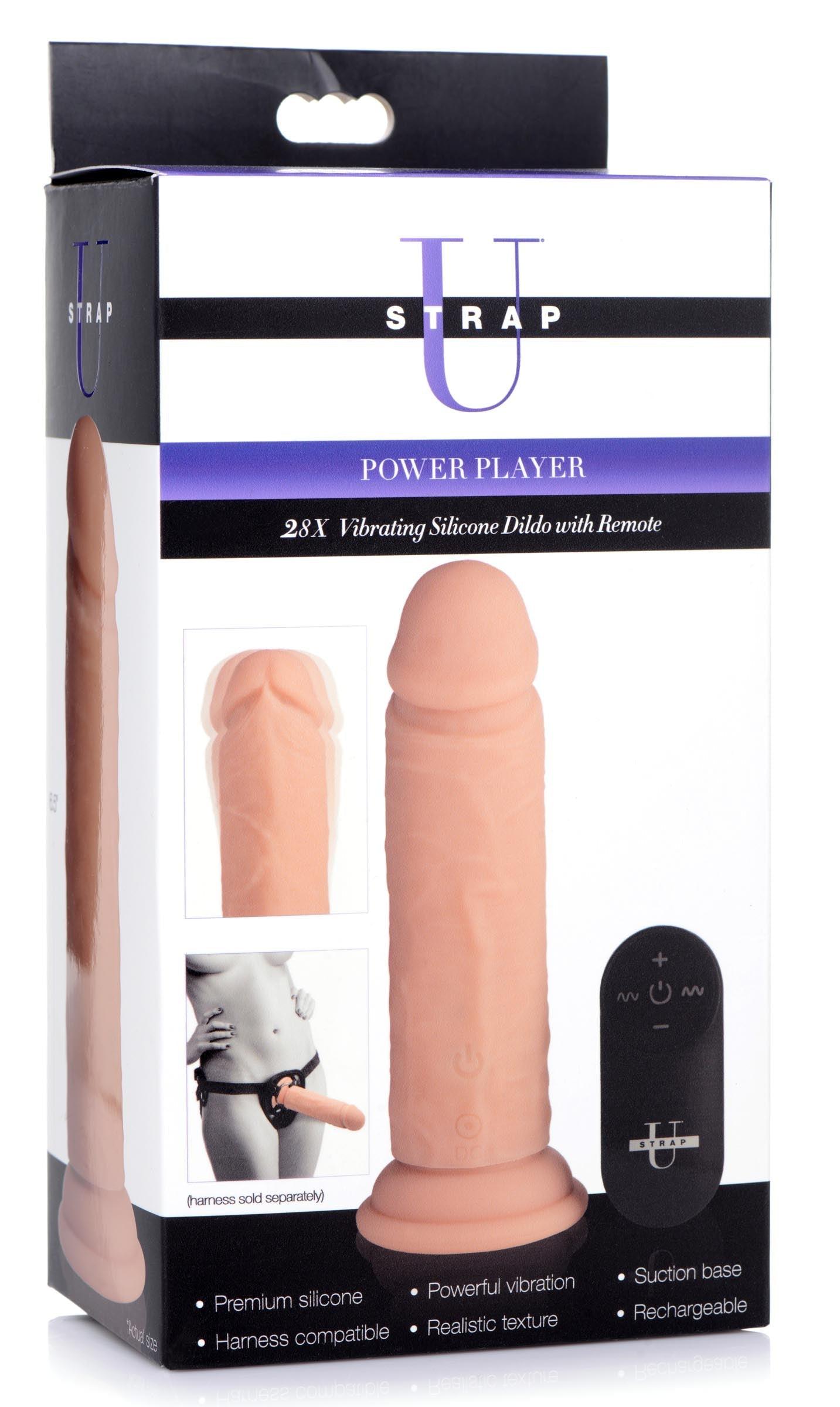 Power Player 28X Vibrating Silicone Dildo with Remote