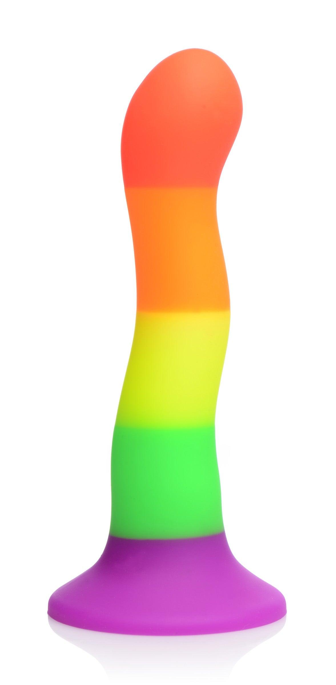 Proud Rainbow Silicone Dildo with Harness