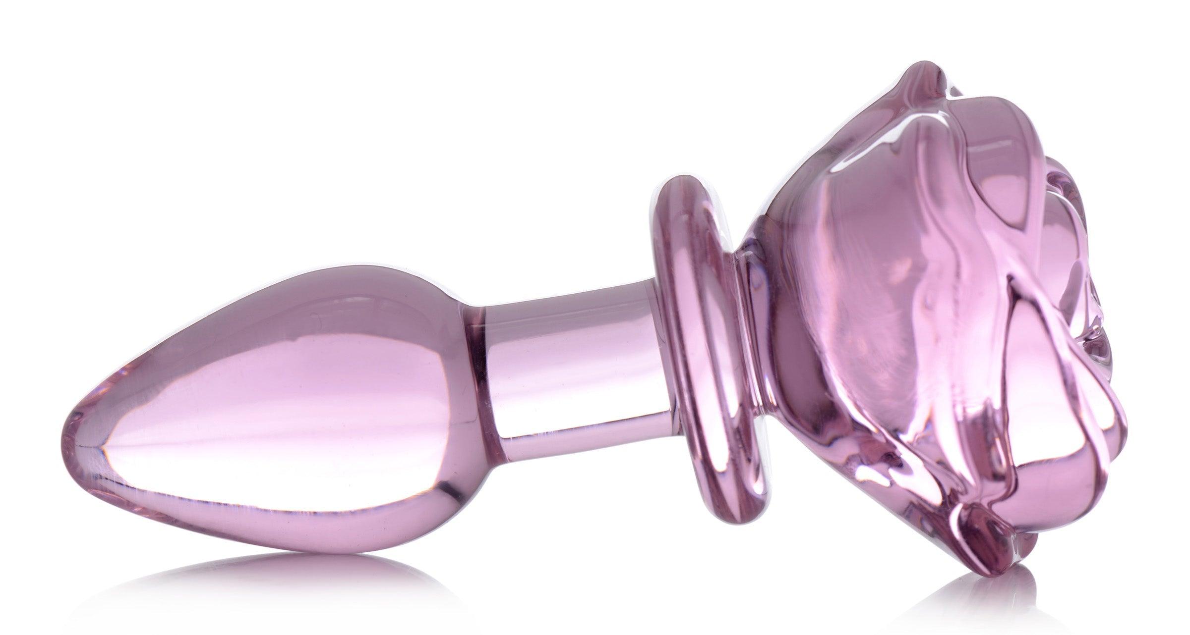 Rose Glass Anal Plug - Large