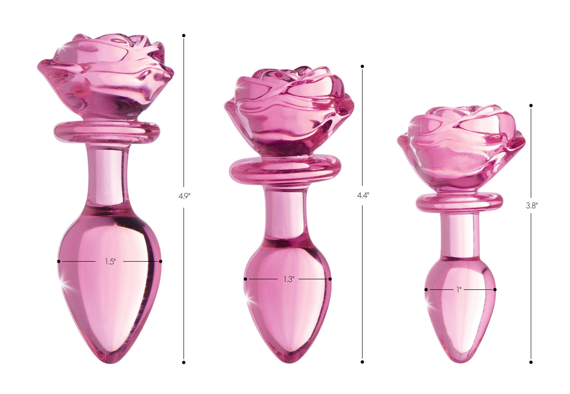 Rose Glass Anal Plug - Large