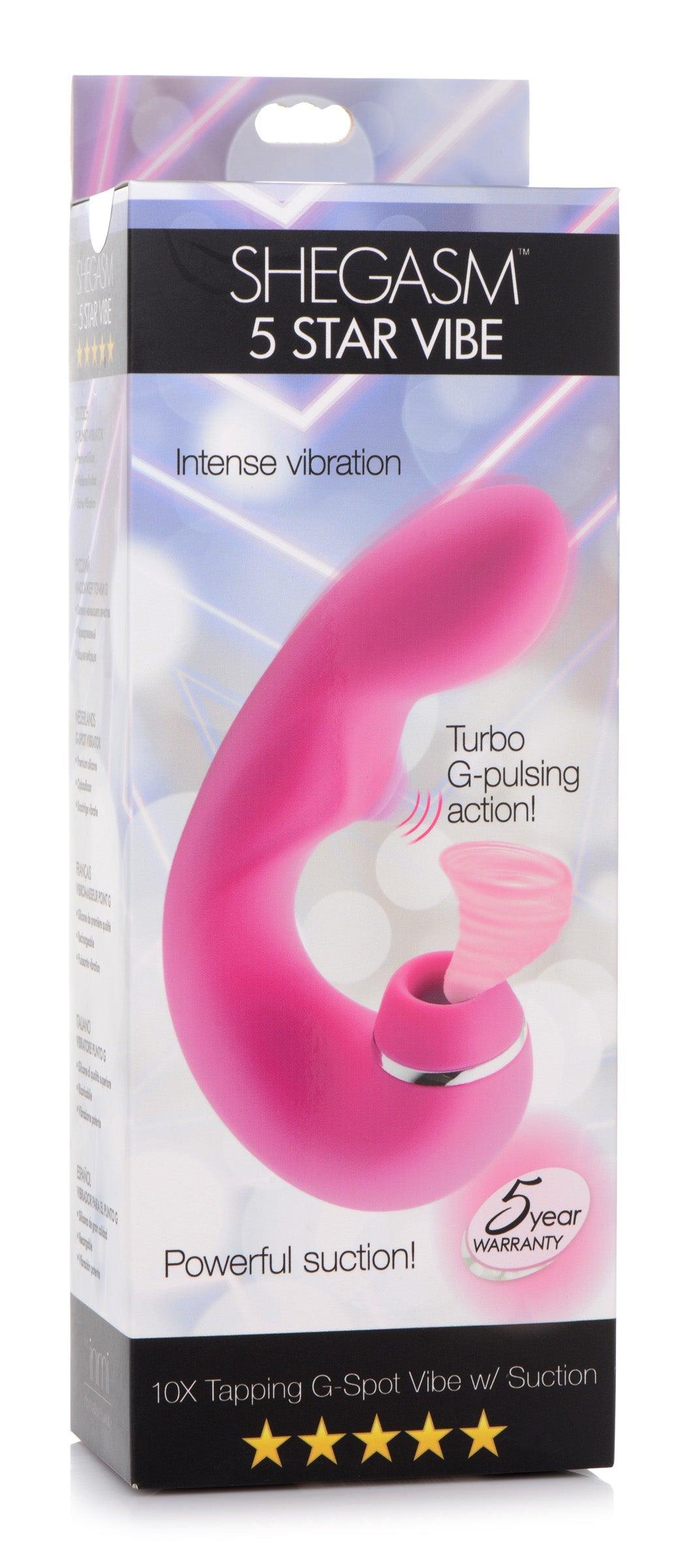 Shegasm 5 Star 10X Tapping G-Spot Silicone Vibrator with Suction