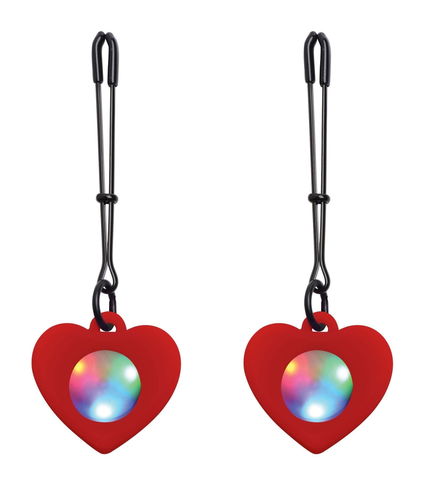 Silicone Light Up Heart Tweezer Nipple Clamps