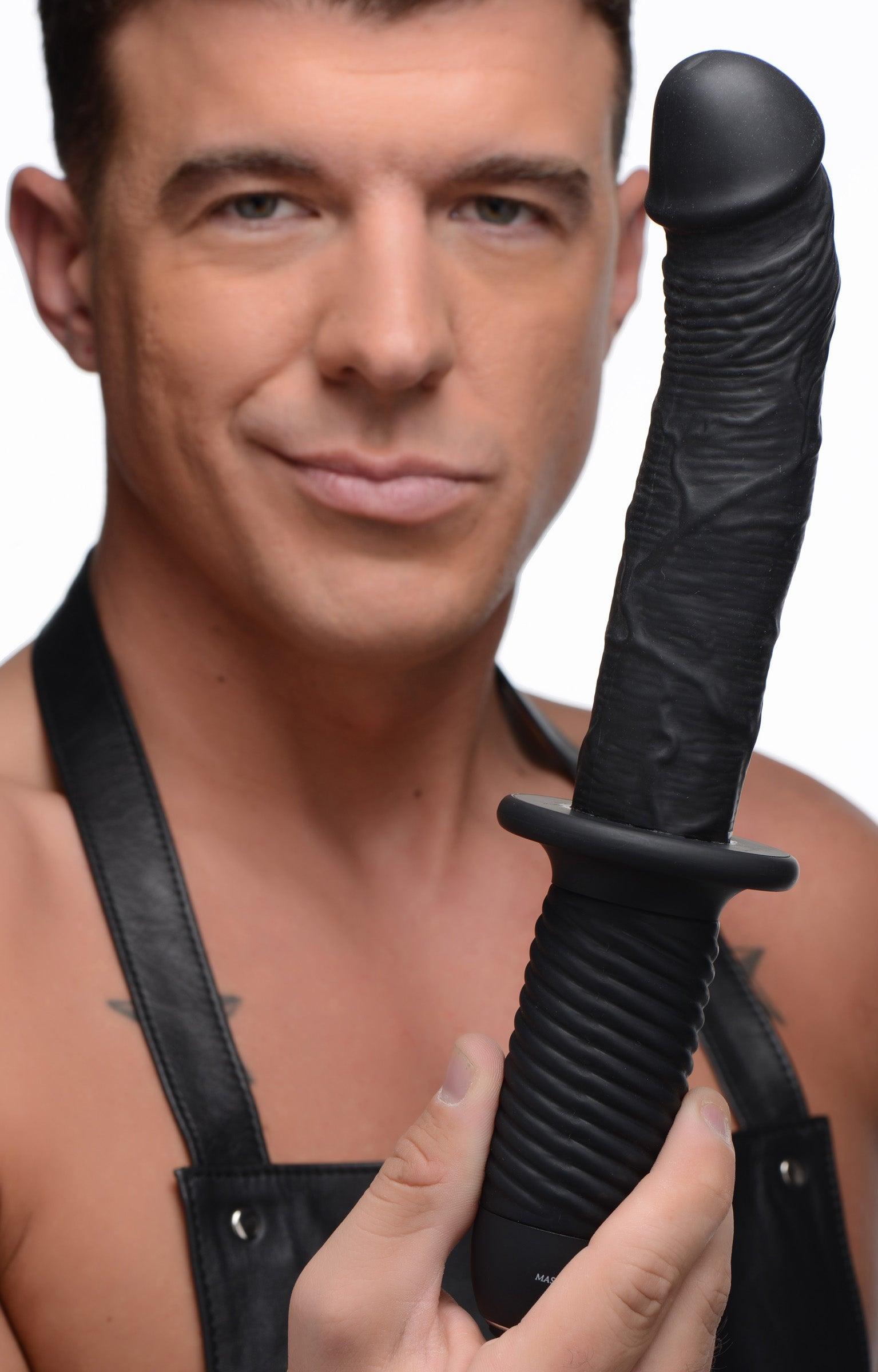 The Large Realistic 10X Silicone Vibrator with Handle