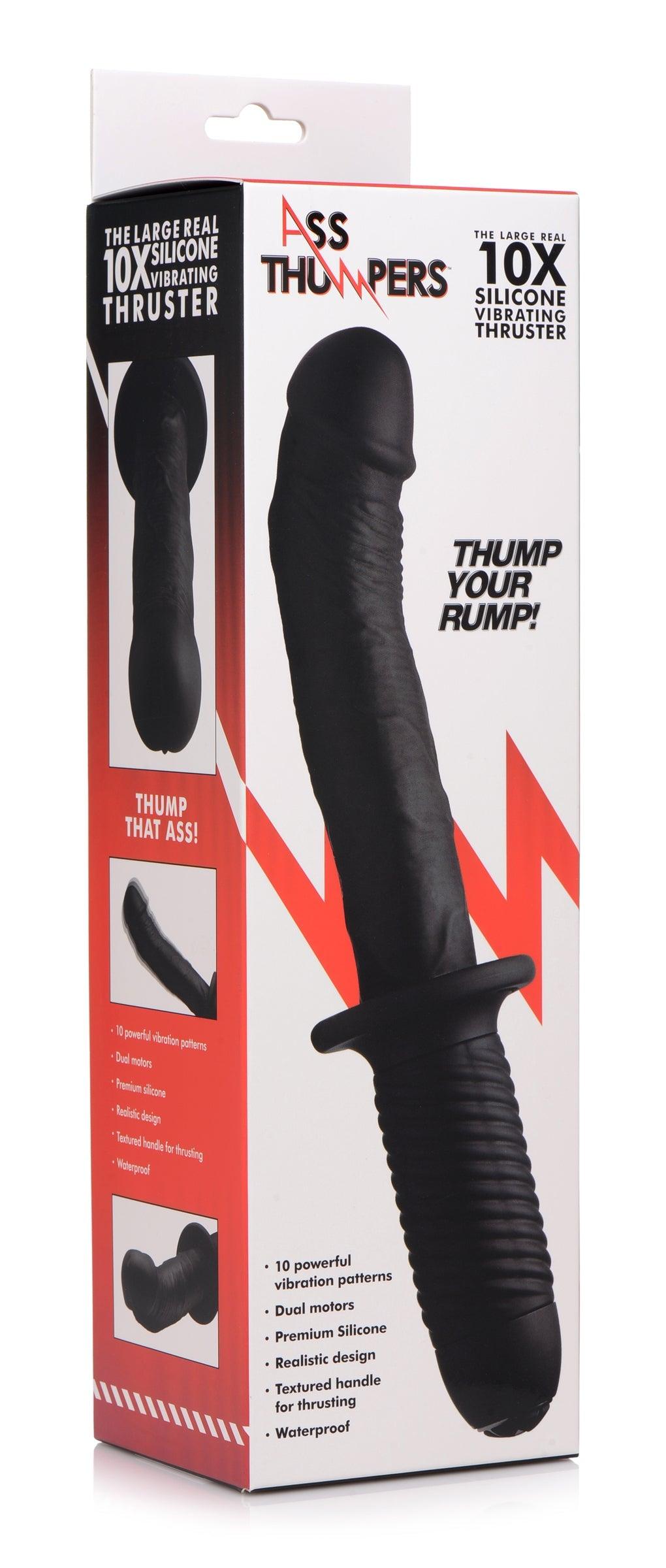 The Large Realistic 10X Silicone Vibrator with Handle