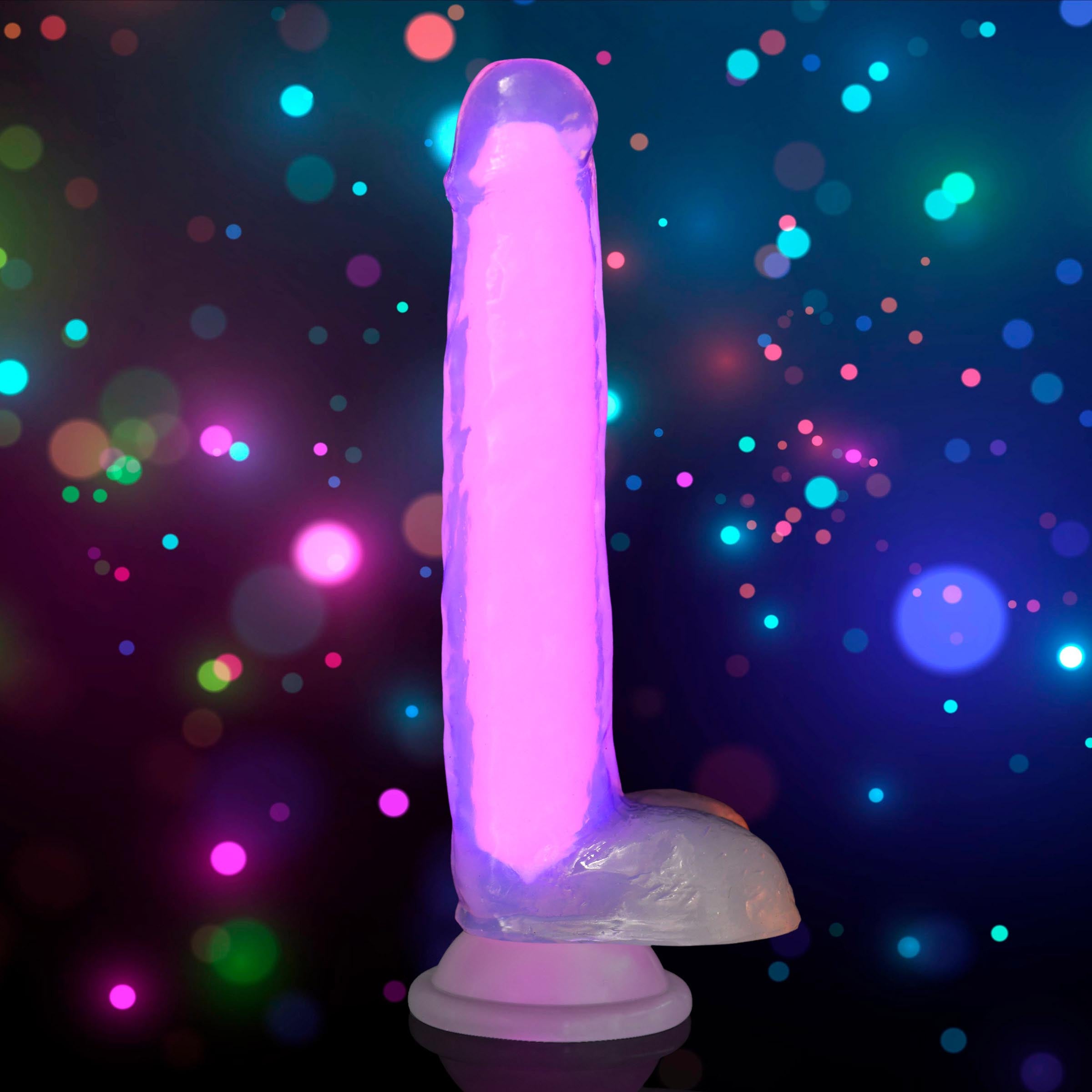 7 Inch Glow-in-the-Dark Silicone Dildo with Balls -