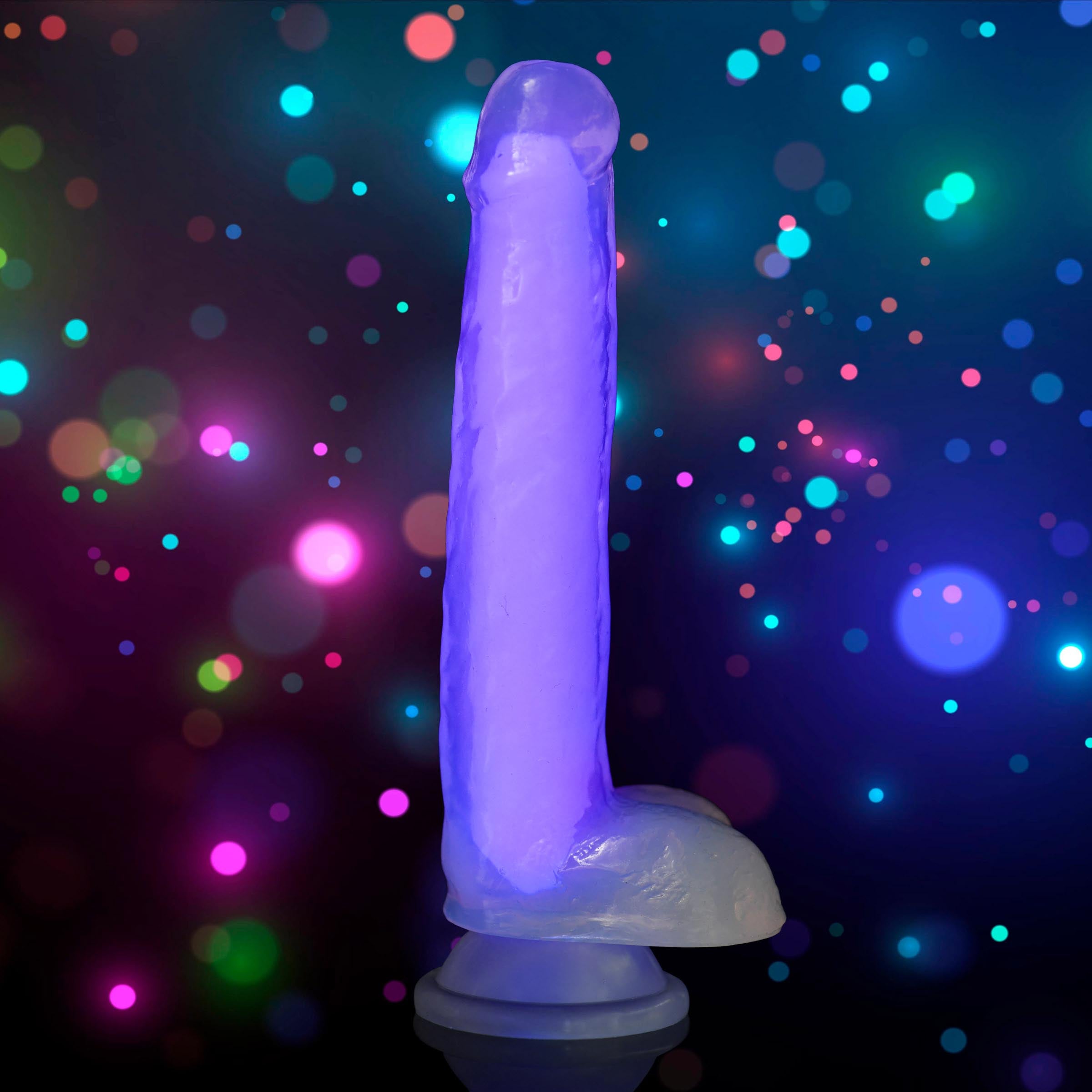 7 Inch Glow-in-the-Dark Silicone Dildo with Balls -